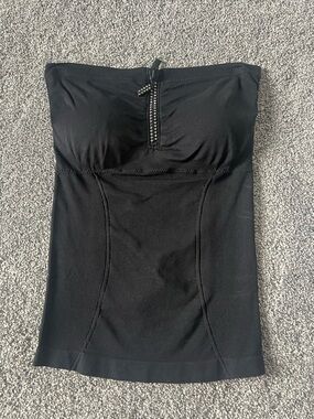 New Mix Black Strapless Shaping Bandeau with Embellished Zipper